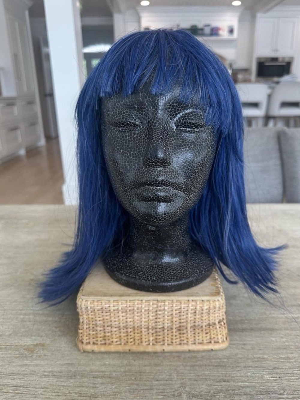 Halloween Costume Blue Cosplay Long Wig with Bangs